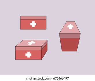 Illustration of Vector Aid Kit in three different views
