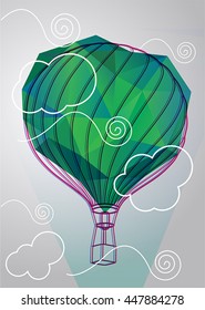 Illustration of the vector air balloon with 3d elements, simple art for web and print design appealing for abstract theme. Rise up metaphor
