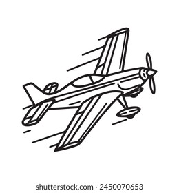 illustration vector of airplane, Airplane coloring page cartoon, simple art, line art style