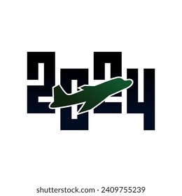 illustration vector an airplane with number 2024 as back theme. Perfect for wallpaper, logo design etc.