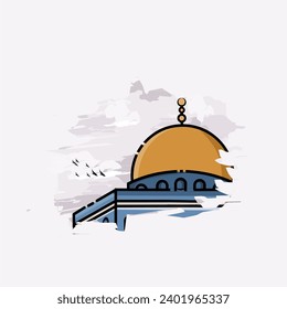 illustration vector of al aqsa mosque in jerusalem perfect for print, palestine campaign, etc 