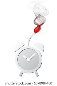 illustration vector of alarm clock time bomb with flame and smoke paper cutting art