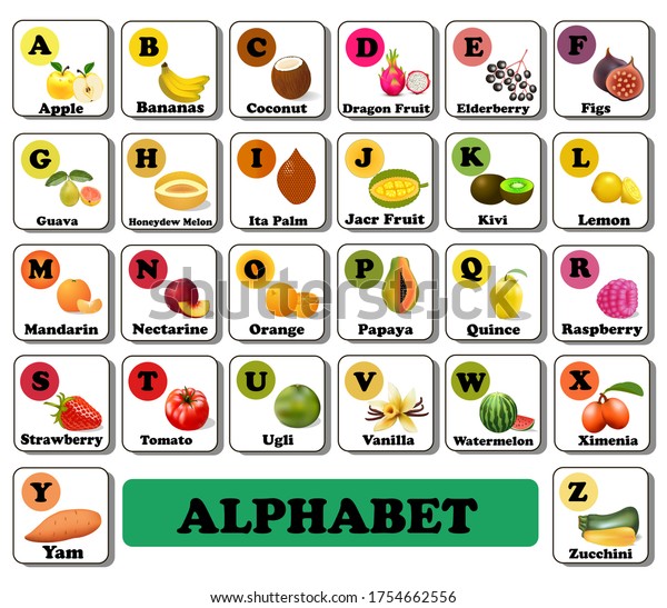 Illustration Vector Alphabet English Fruit Vegetable Stock Vector ...