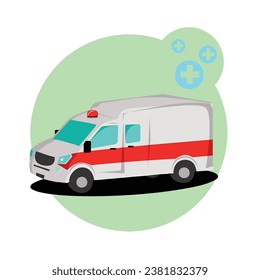 Vektorgrafik von ambulantem Auto-Flach-Design, gut geeignet für Marken wie Kinderstudienbuch, T-Schrei usw.