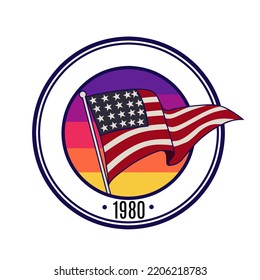illustration vector of american flag in sunset perfect for print,etc.
