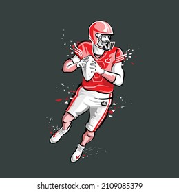 Illustration and vector of American football player pose in action.
