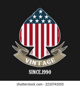 illustration vector of american spades,vintage style,perfect for print,etc