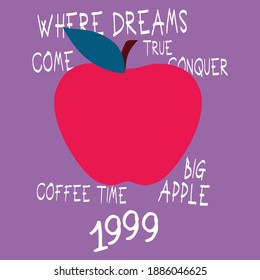 Illustration vector apple with text and background for design fashion design
