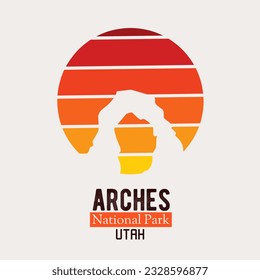 illustration vector of arches national park in Utah, perfect for print, t-shirt design etc 