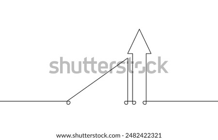 Illustration vector of arrow up. One continuous line drawing of graph. Increasing arrow sign symbol. Bar chart in single line art. Business growth icon