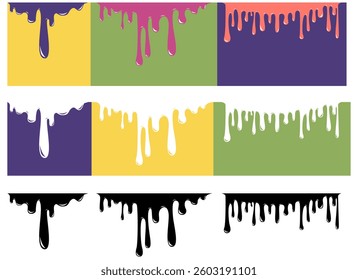 illustration vector art design of Paint dripping, Molten, Chocolate drops, Oil drop, milk, fruit drink, Liquid leak, Ink drops, melt. good for drink product, fruit drink banner, etc