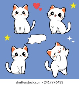 An illustration of vector art featuring various adorable styles of cats.