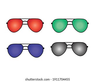 Illustration or vector art of various color sunglass