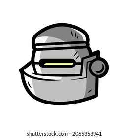 illustration vector artwork cartoon colorful shiny robot steel head,street character graffiti