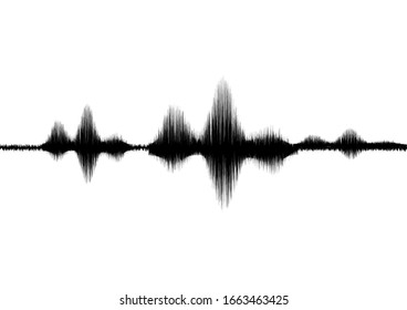 Ilustración o vector de simulación de señales de espectro negro de audio sobre el uso de fondo blanco, para el concepto de música, tecnología y cálculo informático