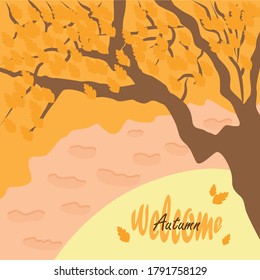 Illustration vector of autumn season with calm scene