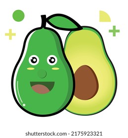 illustration vector of avocado character smile, suitable for icon avocado, symbol juicy avocado and other