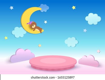Illustration vector of baby background design on 3d graphic style on blue background.