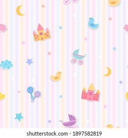 Illustration vector of baby toys design to seamless pattern