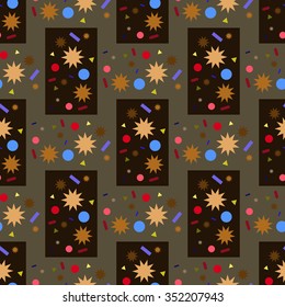 Illustration vector background Abstract seamless pattern of colored objects.
