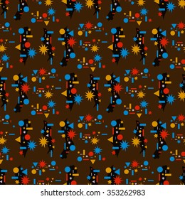 Illustration vector background Abstract seamless pattern of colored objects.