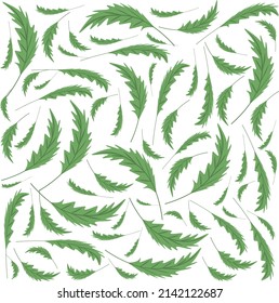 Illustration Vector Background of Beautiful Fresh Green Leaves on Tree Branches.
