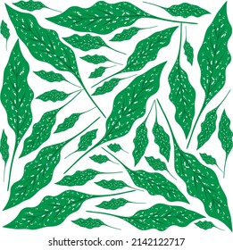 Illustration Vector Background of Beautiful Fresh Green Leaves on Tree Branches.
