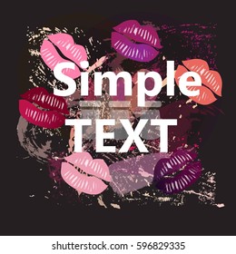  Illustration vector background with colorful cartoon lips, lipstick