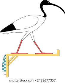 Ilustración Vector de fondo de Ibis egipcio, símbolo del antiguo símbolo egipcio Thoth	
