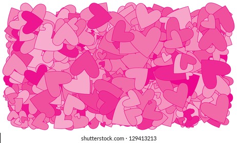 Illustration of vector background made of a lot of pink hearts