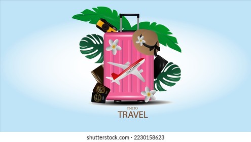 illustration vector background with ornaments and other traveling gear eps 10