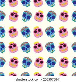Illustration vector background of skull Seamless design