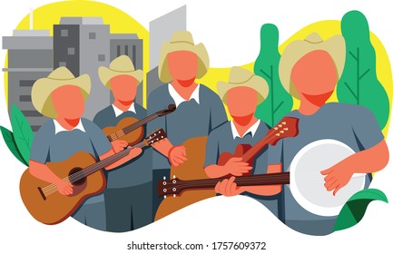 Illustration Vector of Bajo Band Music