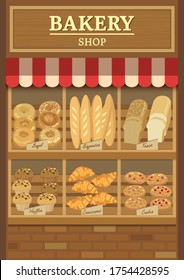 Illustration vector of Bakery cafe display on vintage design shop