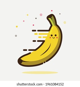 Illustration Vector Banana Cute happy for Logo or Sticker