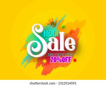illustration vector banner design with realistic powder background sale banner with blessings celebration greetings happy holi