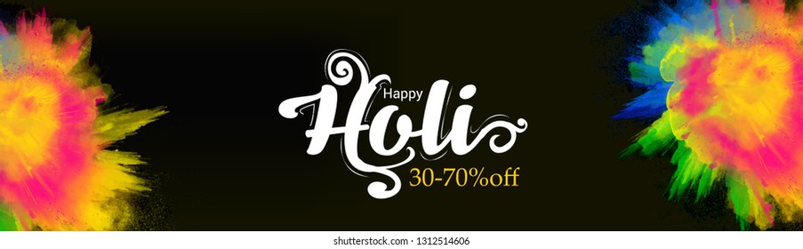 illustration vector banner design with realistic powder background sale banner with blessings celebration greetings happy holi