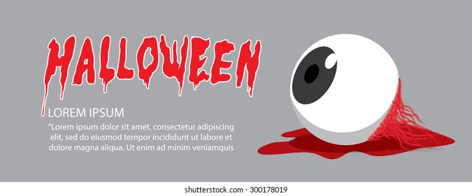 Illustration vector banner of eyeball on the floor on Halloween in order to makes the horror and scary flat style.