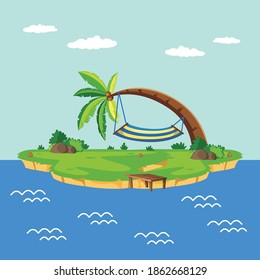 Vector ilustrativo de la playa en la isla