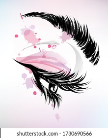 illustration vector of beautiful eye makeup and brow