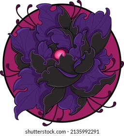 Illustration vector beautiful flower abstract with purple black color.