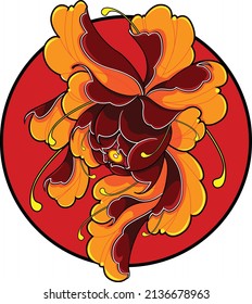 Illustration Vektorgrafik schöne Blume Abstrakt mit orangefarbener Farbe, geeignet für T-Shirt Design, etc.