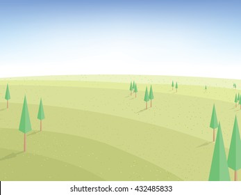 Illustration vector beautiful nature, field, sky and tree vector, landscape background scene Concept.