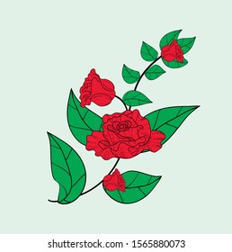 illustration vector : beautiful red rose   ,for gretting card , baby clothes , child room poster