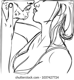 Illustration. vector beautiful young couple guy and girl,lovers romantic