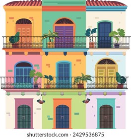 Ilustración en vector de belleza balcones caribeños