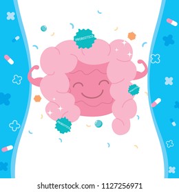 Illustration vector of benefits is Probiotics to digestive tract.
