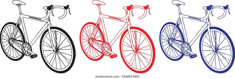 illustration, vector of bicycle silhouette logo icon gear outline biking ride cyclist cycle mountain transport