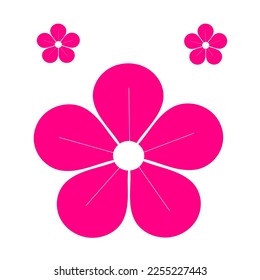 Illustration vector of big pink flower with two small pink flowers