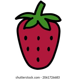 Illustration vector of big red strawberry  perfect for children's content, advertisements, magazines, media uploads, backgrounds, logos, stickers and symbols of a product.